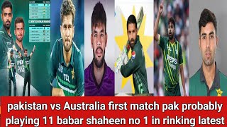 pakistan vs Australia first match pak probably playing 11 babar shaheen no 1 in rinking latest [upl. by Kevyn406]