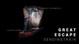 Great Escape  8B  V13  in Cresciano Lorenz Ulmer and Clément Lechaptois [upl. by Ardnohs233]