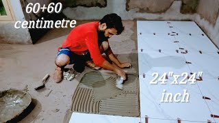 howto big tilr 24x24whitetiles construction home🏠4kvideo [upl. by Oibirot]