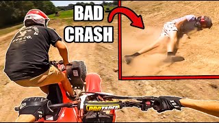 I RAN GARRET OVER FourWheeler VS Dirt Bike [upl. by Outhe]