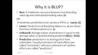 Use of BLUP for prediction of animal breeding values [upl. by Damalus]