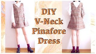 DIY V Neck Pinafore Dress  チェックワンピースの作り方  옷만들기  Costura  Sewing Tutorialㅣmadebyaya [upl. by Letch447]