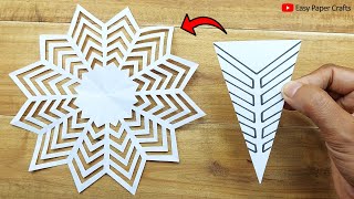 Paper Cutting Design ❄️ How to Make Paper Snowflake For Christmas Decorations 🎄 Easy Paper Crafts [upl. by Ahsinav744]