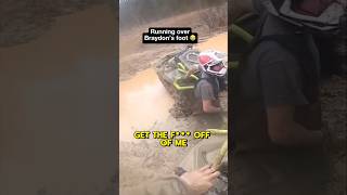 Running over Braydon’s foot 😭 atv mudding canam [upl. by Eirual]