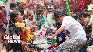 Thailand’s annual Songkran water festival kicks off with a splash in Bangkok [upl. by Pik]