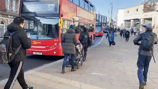 London Bus Route 57 Ride to Colliers Wood Underground Station [upl. by Harmonie735]