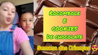 ROCAMBOLE DE CHOCOLATE SEM GLÚTEN E COOKIE DE CHOCOLATE [upl. by Ahseihs]