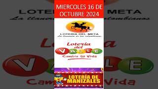 ¿Ganaste la Lotería del META del VALLE y MANIZALES Miércoles 16 de Octubre 2024 shorts [upl. by Keenan]