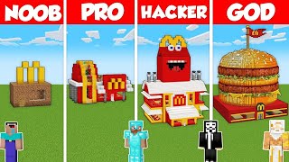 MCDONALDS HOUSE BUILD CHALLENGE  Minecraft Battle NOOB vs PRO vs HACKER vs GOD  Animation [upl. by Ariait]