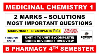 2 Marks Solutions  Medicinal Chemistry Pharmacy 4th Sem Important Questions  Carewell Pharma [upl. by Anirdua]