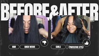 Middle Part Quick Weave Install  Belle Bree Hair [upl. by Hogarth]