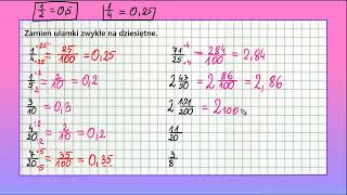 UŁAMKI ZWYKŁE I DZIESIĘTNE od podstaw zamiana ułamków zwykłych na dziesiętne 3 dla klasy piątej [upl. by Navnod275]