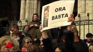 Thousands of Italian Women Protest Berlusconi [upl. by Donough820]