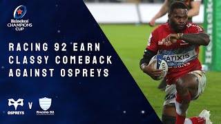 Highlights  Ospreys v Racing 92 Round 3 │Heineken Champions Cup Rugby 202122 [upl. by Laughry]