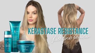 KÉRASTASE RESISTANCE FULL LINE REVIEW AND TRY ON treatment for very damaged chemically treated hair [upl. by Niwred875]