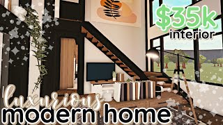 INTERIOR Luxurious Bloxburg House Build 2 Story Pt 2 [upl. by Haimehen]