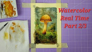 Watercolor Mushroom  Real Time  Paint With Me Part 23 [upl. by Valida]