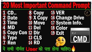 Learn 20 CMD Commands in just one video  Command prompt in hindi  Command prompt full tutorial [upl. by Annaeiluj]