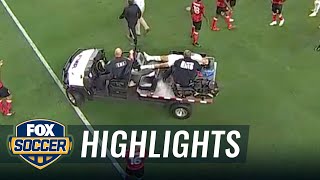 Chucky Lozano carted off after collision with Trinidad amp Tobago goalie  2021 Gold Cup [upl. by Nahtanhoj]