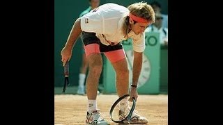 Agassi breaks 2 raquets at French open 1990 quotclassicquot [upl. by Audsley289]