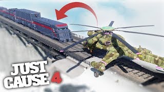 CAN A HELICOPTER STOP A TRAIN  Just Cause 4 Challenges [upl. by Telrats]