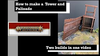 How to make a Palisade wall and wooden Tower for Age of Sigmar [upl. by Doniv]