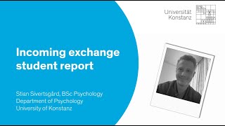 Incoming exchange student report Stian Sivertsgård BSc Psychology [upl. by Gretal]