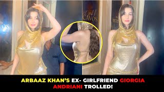 Arbaaz Khans ExGF Giorgia Andriani Gets Trolled For Her Golden Backless Dress  Koimoi  Watch [upl. by Stefanac]