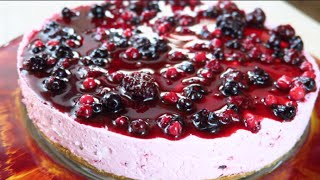 CHEESECAKE AI FRUTTI DI BOSCO SENZA COTTURA  No bake Mixed Berry Cheesecake [upl. by Lindsy]