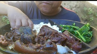 Eating Delicious Smoke Pork With Axoneamp Kholar Northeast IndiaKhips Vlog [upl. by Maillw]