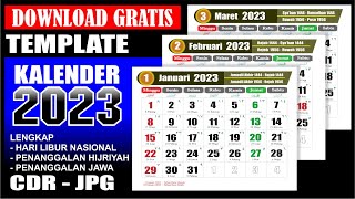 Kalender 2023 Lengkap dengan tanggal merah Masehi Hijriyah Jawa  Download format CDR  Template [upl. by Enamrahs]