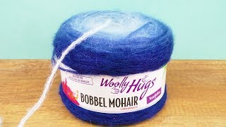 Bobbel Mohair Woolly Hugs  Super Kuschel Schal im Puffstich  Blauer Farbverlauf  XL Schal [upl. by Llednek]