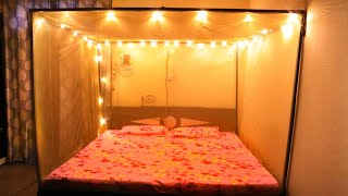 DIY Wooden Canopy Bed Frame With Mosquito Net King Queen Size [upl. by Vano]