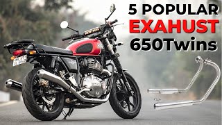 5 Popular Exhaust for Royal Enfield Interceptor amp Continental GT 650 [upl. by Lewak]