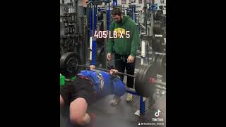 405 LB Bench Press X 5 Paused [upl. by Rehpinej]