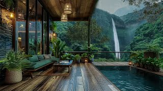 Relaxing on the Porch by the Waterfall  Comfortable Rain Sounds Nature Sounds for Rest and Healing [upl. by Barr602]