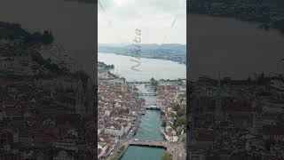 Vertical video Zurich Switzerland Panorama of the city overlooking Lake Zurich Summer day Ae [upl. by Cecil]