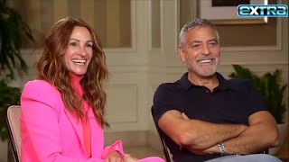 Watch George Clooney PRANK Julia Roberts During Ticket to Paradise Press Day Exclusive [upl. by Dustman]