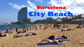 Barcelona Beach Walk at Playa de Sant Sebastià in May 2021 [upl. by Rraval]