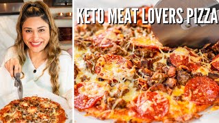 ZERO CARB CRUST PIZZA How to Make Keto Meat Lovers Pizza Recipe [upl. by Ahsytal]