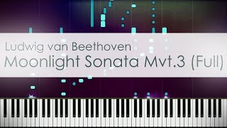 Ludwig van Beethoven  Moonlight Sonata Mvt3 Full  Piano Synthesia [upl. by Eiznil]