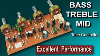 Make Bass Treble Midrange Stereo Tone Control Circuit Using Transistor  No 4558 NE5532 LM324 IC [upl. by Fauch]