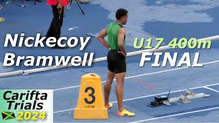 Nickecoy Bramwell  Calabar High  Paul Henry  Boys U17 400m Final  Carifta Trials Jamaica 2024 [upl. by Bonnice]