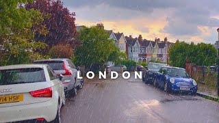 Beautiful Residential London in RAIN  Chiswick Village  London Walking Tour [upl. by Otsirc]