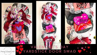 VALENTINE’S DAY YARDSTICK DOOR SWAG WREATH DIY❤️DOLLAR TREE CRAFTS ❤️HOME DECOR❤️HIGH END WREATHS ❤️ [upl. by Lede]