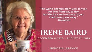 Memorial Service for Irene Baird [upl. by Nahsrad508]