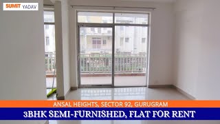 3bhk Semi Furnished Flat for Rent at ₹26000  Sector 92 Gurgaon ansalheights rentalproperty [upl. by Naji]