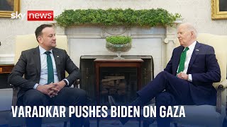 Varadkar urges Biden to push for Gaza ceasefire  IsraelHamas war [upl. by Iridis]