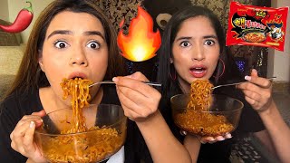 SPICY RAMEN NOODLES CHALLENGE WITH MY SISTER🌶🔥 [upl. by Oitaroh385]