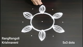 Creative Kolams🌷5x3 dots Daily Muggulu🌷Traditional Rangoli🌷RangRangoli Krishnaveni [upl. by Susie]